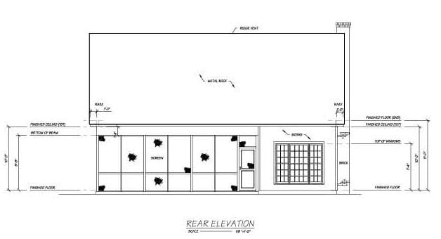 Cape Cod Rear Elevation of Plan 56150