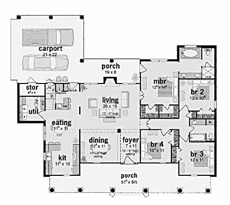 Colonial One-Story Level One of Plan 56155