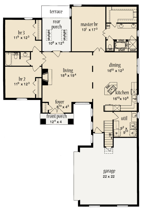 European One-Story Level One of Plan 56158