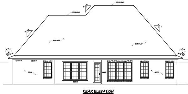 European One-Story Rear Elevation of Plan 56159