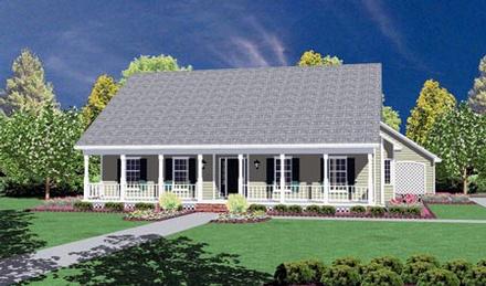 Country One-Story Elevation of Plan 56164