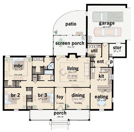 Country One-Story Level One of Plan 56167
