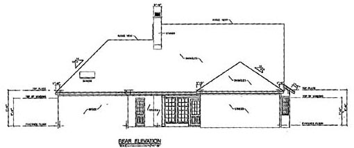Colonial One-Story Rear Elevation of Plan 56170