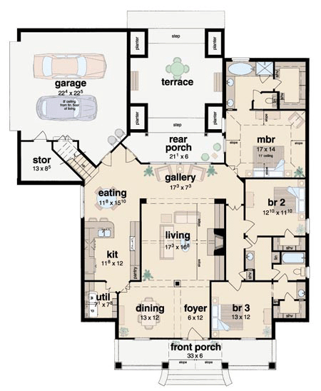 Colonial One-Story Level One of Plan 56179