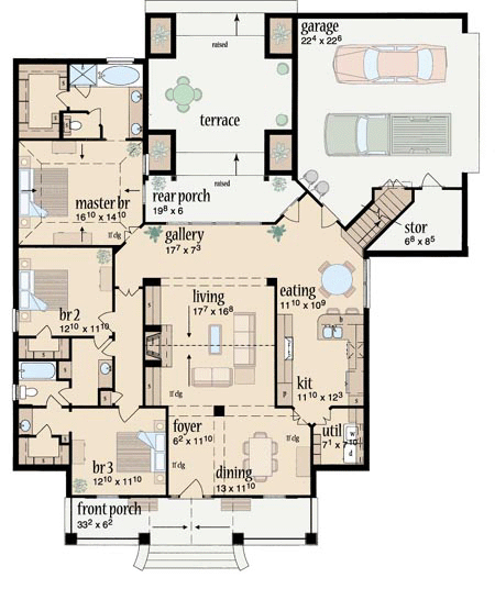 Contemporary One-Story Level One of Plan 56180