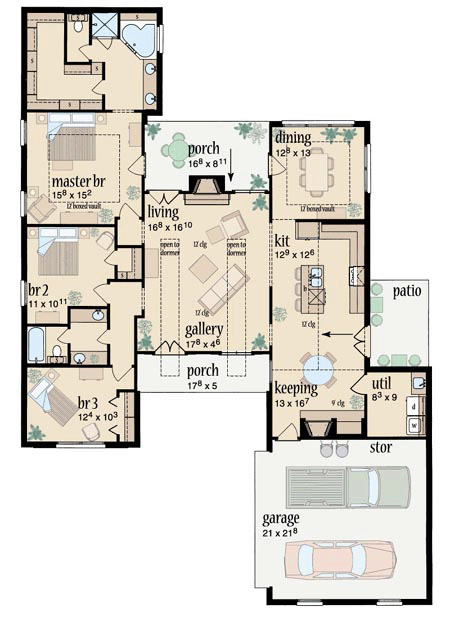 One-Story Traditional Level One of Plan 56182