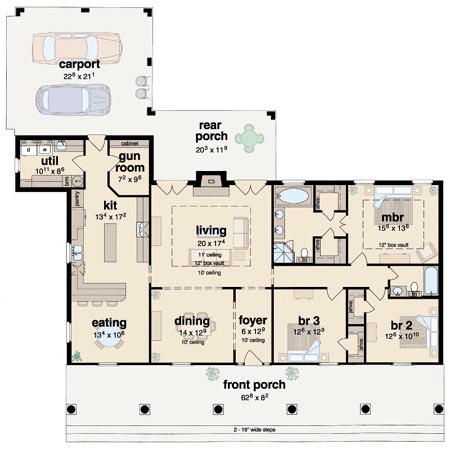 Country One-Story Level One of Plan 56197