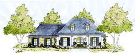 European One-Story Elevation of Plan 56200