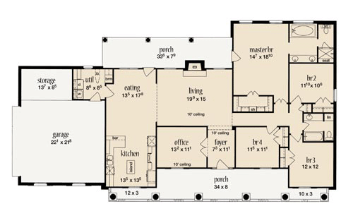European One-Story Level One of Plan 56201