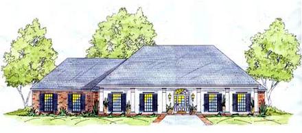 European One-Story Elevation of Plan 56201