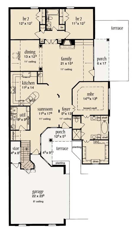 One-Story Traditional Level One of Plan 56203