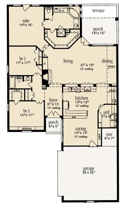 One-Story Level One of Plan 56204