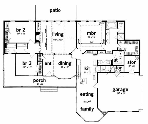 Country One-Story Level One of Plan 56210
