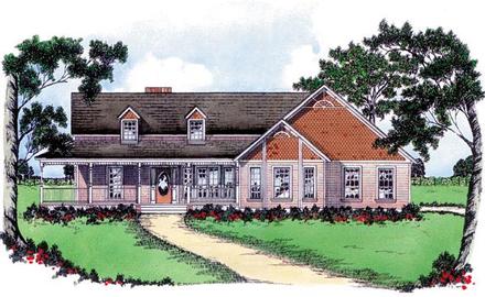Country One-Story Elevation of Plan 56210