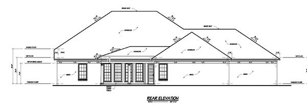 Colonial Rear Elevation of Plan 56219