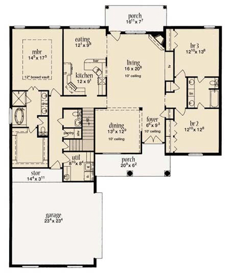 European One-Story Level One of Plan 56221
