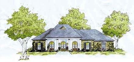 Colonial One-Story Elevation of Plan 56237