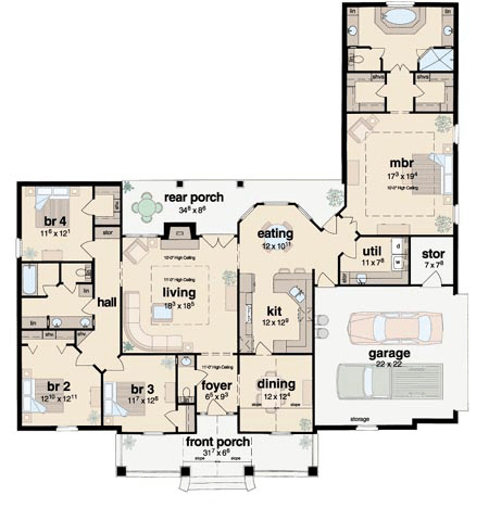 Contemporary One-Story Level One of Plan 56250