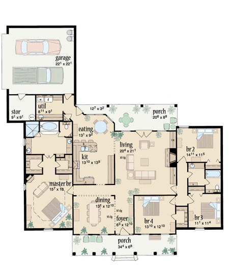 Colonial One-Story Level One of Plan 56252