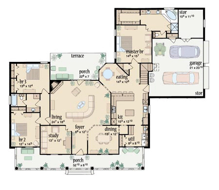 Colonial One-Story Level One of Plan 56253
