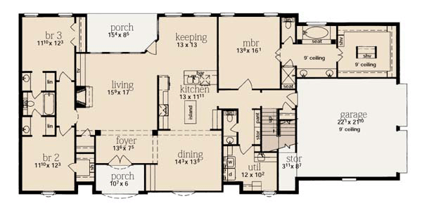 One-Story Level One of Plan 56255