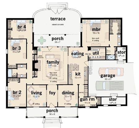 Country One-Story Level One of Plan 56259