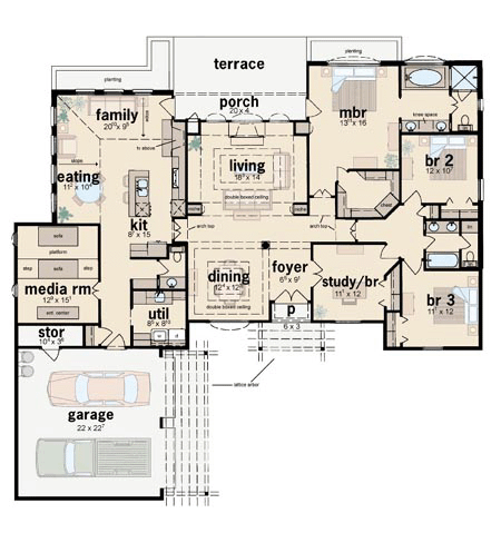 One-Story Traditional Level One of Plan 56264