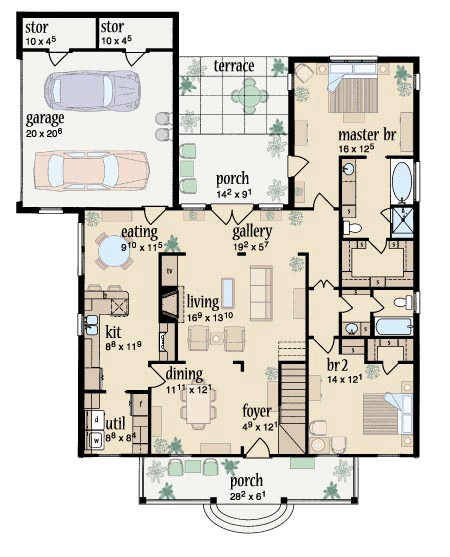 Country One-Story Level One of Plan 56265