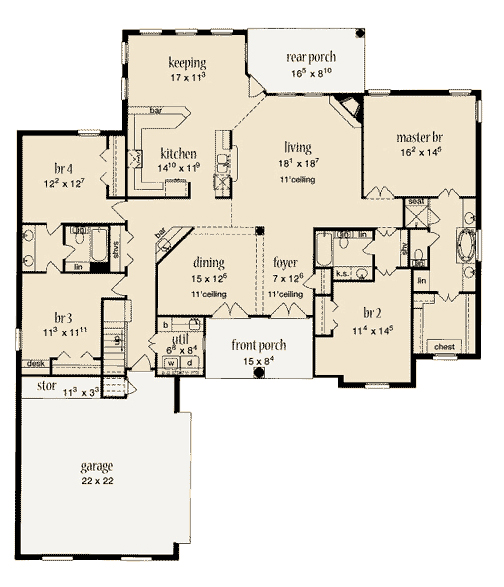 European One-Story Level One of Plan 56267