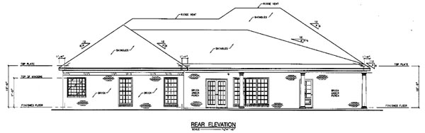 European One-Story Rear Elevation of Plan 56268