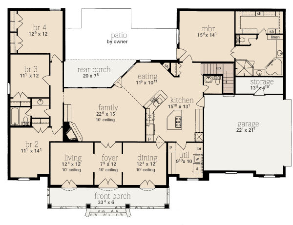 One-Story Level One of Plan 56269