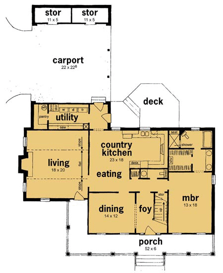 Country One-Story Level One of Plan 56272