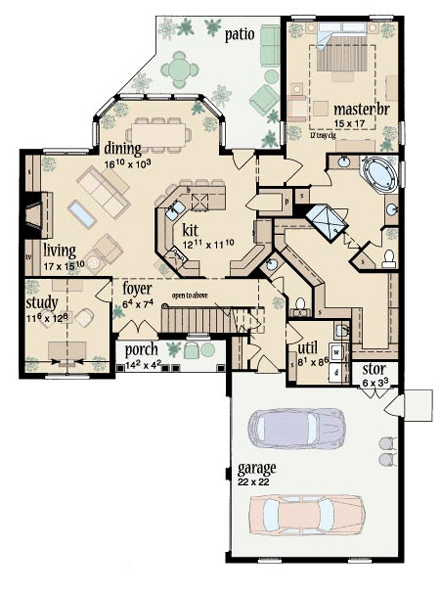 House Plan 56278 First Level Plan