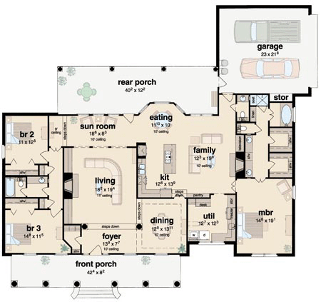 Colonial One-Story Level One of Plan 56282