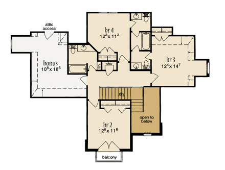 House Plan 56283 Second Level Plan