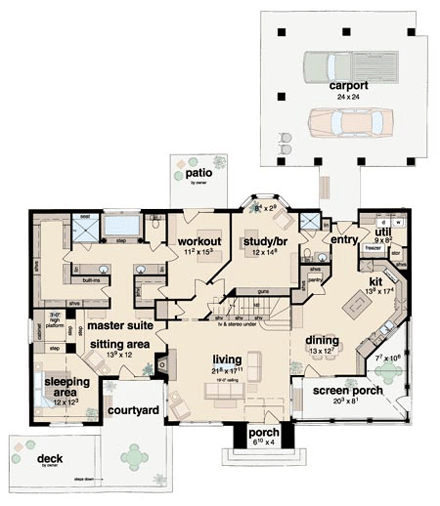 House Plan 56292 First Level Plan