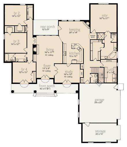 House Plan 56297 First Level Plan