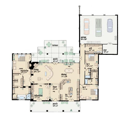 One-Story Traditional Level One of Plan 56315