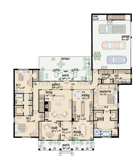 House Plan 56323 First Level Plan