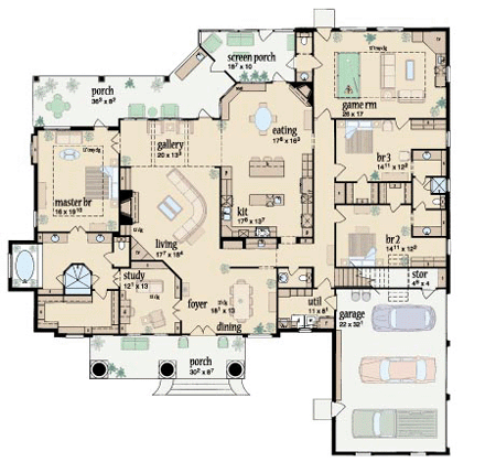 House Plan 56329 First Level Plan