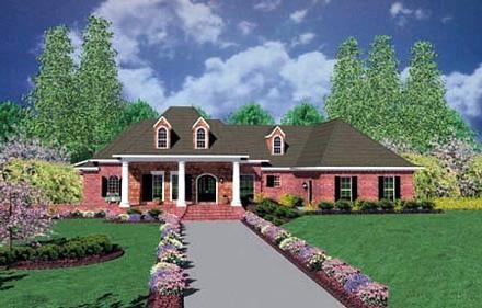 Colonial One-Story Elevation of Plan 56329