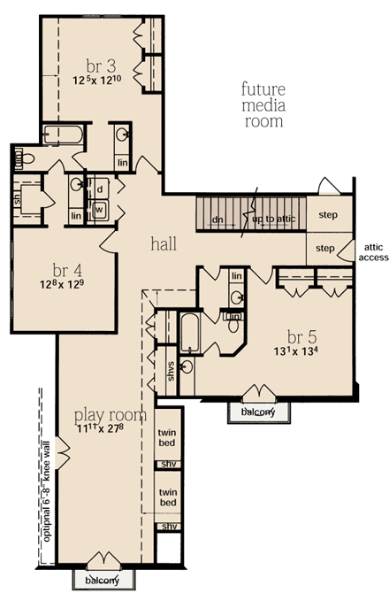 House Plan 56334 Second Level Plan