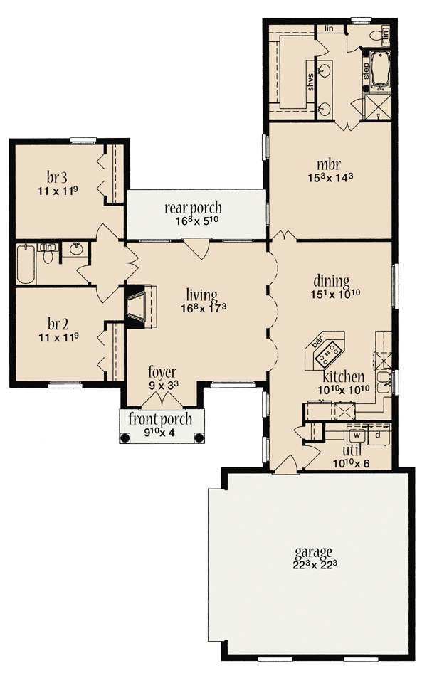 One-Story Level One of Plan 56338