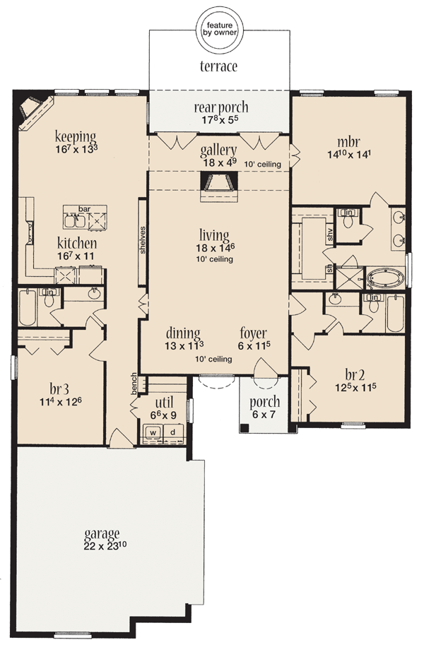 One-Story Level One of Plan 56340