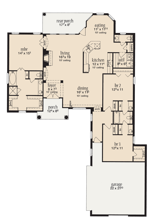 One-Story Level One of Plan 56341