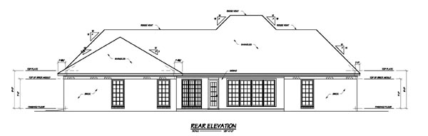 One-Story Rear Elevation of Plan 56342