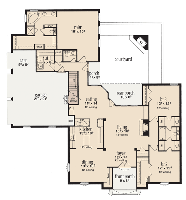 One-Story Level One of Plan 56343
