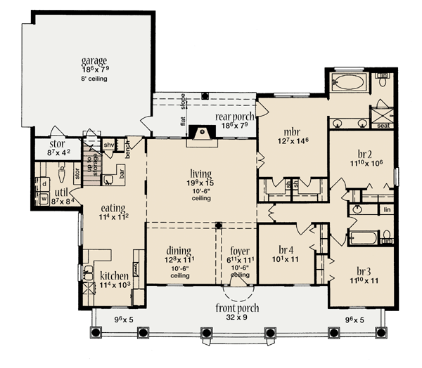 One-Story Level One of Plan 56348