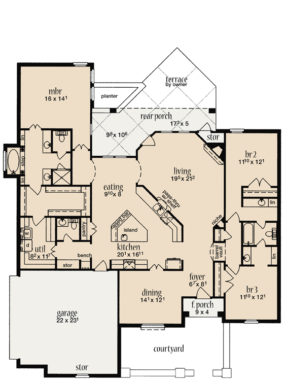 One-Story Level One of Plan 56352