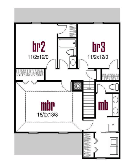 House Plan 56400 Second Level Plan